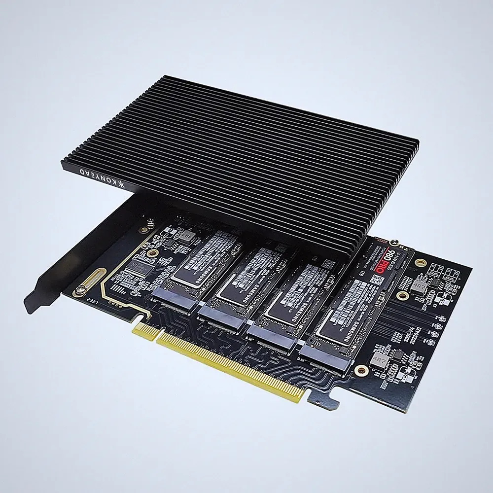 pcie4.0 x16 to m.2 m-Key nvme x 4 ssd Expansion Card with Heatsink，Supports 4...